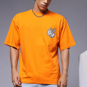 Camiseta de hombre oversize de corte holgado con hombros caídos, manga corta, de algodón, estilo casual y streetwear - Product Image 1