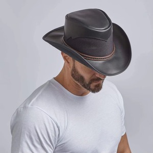 Sombrero de Vaquero XXL Personalizado de Cuero Genuino para Hombre, Estilo Occidental, Color Marrón Oscuro, para Fiestas al Aire Libre y Accesorios de Verano - Product Image 6