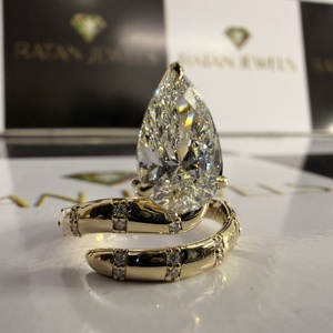 IGI Certified Diamond <b>Custom</b> Engagement <b>Rings</b> 1CT Pear Cut CVD Lab Diamond <b>Ring</b> 14K Real Gold Lab Grown Diamond <b>Ring</b> - Product Image 3