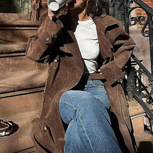 Nouvelle dame mode Trench Coat Style britannique à manches longues mi-longueur femmes printemps automne ceinturé manteau 2025 - Product Image 4