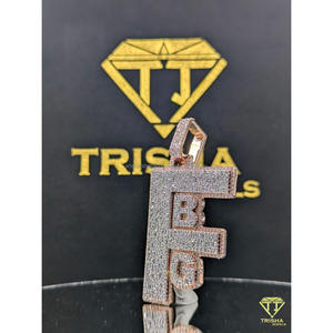 Colgante con el alfabeto FBG, diamantes de moissanita VVS, completamente cubierto de diamantes, plata de ley 925, chapado en rodio, joyería hip hop de Trisha Jewels - Product Image 1