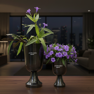 Ensemble de vases trompettes modernes en métal noir canon de fusil, pot de fleurs, urne sur piédestal pour design d'intérieur, écologique, pour décoration de mariage, maison et bureau - Product Image 3