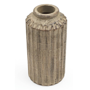 Maceta de Madera Tallada con Diseño Boho Rústico Natural, Florero Redondo de Madera de Mango, Decoración para Patio y Sala de Estar - Product Image 3