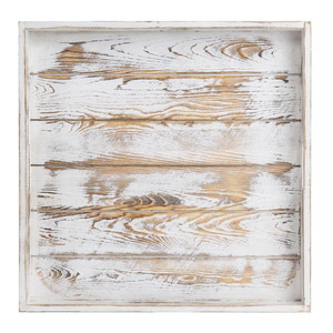 Bandeja de madera de pino cuadrada grande hecha a mano, asas decorativas para servir, bandeja otomana para desayuno, café, comedor, estilo de granja - Product Image 6