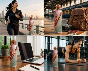 Bouteille d'eau en cuivre pur à 100% écologique de 650 ml sans BPA avec couvercle anti-fuite pour hommes et femmes, idéale pour le sport et les voyages - Product Image 6