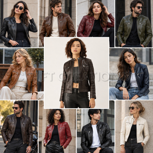 Veste en cuir véritable 100% pour hommes et femmes, en cuir de chèvre véritable, style racer, fabriquée au Bangladesh, en stock, surplus, liquidation, vente en gros - Product Image 6