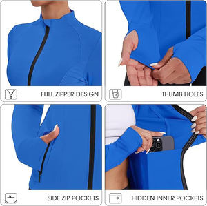 Veste de yoga à fermeture éclair intégrale pour femme, col montant, trous pour les pouces, évacuation de l'humidité, nylon et élasthanne, extensible dans quatre directions, respirante - Product Image 2