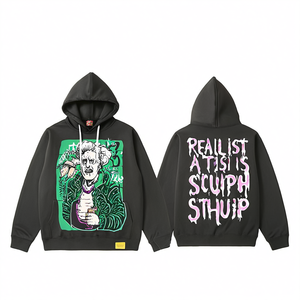 High Quality 100% Cotton Men's Pullover Sweatshirts Oversized Hooded <b>Tracksuits</b> Fashion Streetwear - Product Image 5