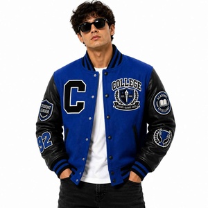 OEM Maßgeschneiderte Varsity-Jacke mit Gesticktem Team-Logo Wollkörper Lederärmel Unisex Streetwear College-Mode Varsity-Jacke - Product Image 5