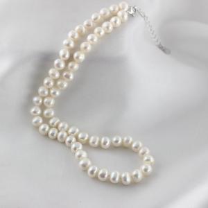 Collar de Perlas de Agua Dulce Blancas Casi Redondas de 8-9 mm, Regalo para Eventos y Festivales de la Empresa - Product Image 2