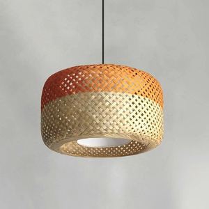 Round bamboo pendant lampshade in various colors, decorative lampshades for restaurants and hotels. - Product Image 4