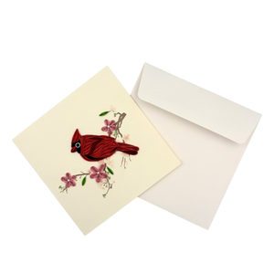 Handmade Quilling Card Cardinal Bird On Floral Branch Paper Art Home Decoration Quilled Card With <b>Envelope</b> - Product Image 4