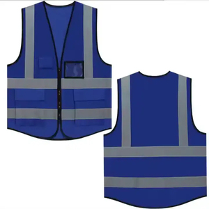 Gilet de sécurité personnalisable, réfléchissant, imperméable, en coton, unisexe, vêtements de travail, couleurs bleu et jaune - Product Image 5