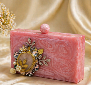 Designer Resin Storage <b>Bag</b> <b>Clutch</b> <b>Bag</b> Marbled Crystal Rhinestones Embellished Acrylic Evening Purse Bridal Wedding Party Handbag - Product Image 4