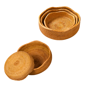 Premium Eco-friendly Handmade Wicker <b>BREAD</b> RATTAN <b>BASKET</b> / TRAY with Scalloped Rim Eco-Friendly Storage Solution - Product Image 1