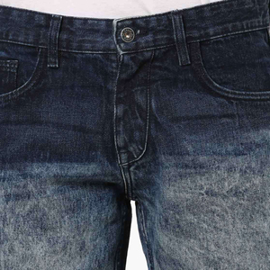 Shorts en jean délavé pour hommes, coupe ample, avec logo personnalisé, 100 % coton, décontractés, longueur genou - Product Image 6