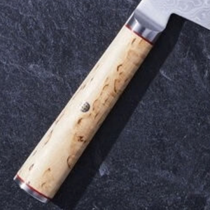 Cuchillo para Verduras con Mango de Madera Beige Natural, Hoja Ancha, Cuchillo Profesional de Cocina para Picar y Rebanar - Product Image 2