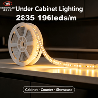 Lampu Strip LED 2835 24V 196 LED/m CRI>83 Lumen Tinggi Lampu Pita LED Fleksibel untuk Dekorasi Proyek Dalam Ruangan