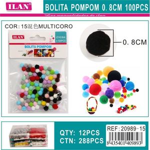 Palline Pom-Pom Iln da 0,8 cm Multicolore, Perline per Progetti Fai-da-Te - Product Image 3