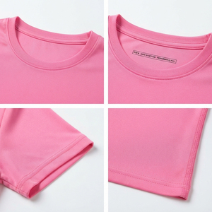 Camiseta Deportiva de Secado Rápido para Mujer, Color Rosa, Cuello Redondo, Manga Corta, para Yoga, 100% Poliéster, Ropa Deportiva Informal, Camiseta para Correr - Product Image 6