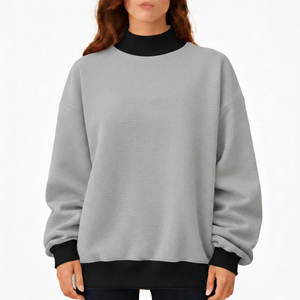 Sudadera Reversible de Cuello Alto para Mujer, Estilo Varsity, 100% Algodón Francés, Personalizable OEM, de Alta Calidad, Lisa, con Costuras Visibles, Talla Grande, Bicolor - Product Image 6