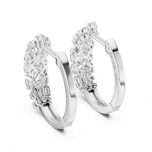 Juego de Aretes de Aro de Lujo con Diamantes Cultivados en Laboratorio, Corte Fantasía, Oro Blanco de 18 Quilates, Chapado en Rodio, Certificado IGI, para Uso Diario y Eventos Glamurosos - Product Image 3