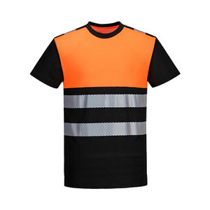 T-shirt de sécurité haute visibilité réfléchissant unisexe certifié CE, vêtements de travail ignifuges en polyester, orange, jaune, noir rayé - Product Image 3