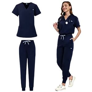 Conjuntos de Uniformes Médicos de Moda para Mujer y Unisex, de Mezclilla Suave Elástica (Spandex/Poliéster), Uniformes Quirúrgicos para Hospital, con Detección de Agujas PK - Product Image 2
