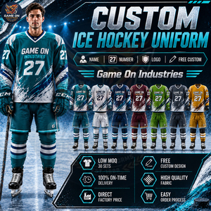 Premium Quality New Trendy Custom Design Player Name Number Logo Printing Athletic Sports Sublimated Ice Hockey Uniform Sets - Product Image 3