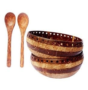 Handmade Natural Eco-Friendly Coconut <b>Shell</b> Bowl for Fruit Salad and Noodles Carved Wooden Home <b>Lighting</b> Decoration - Product Image 6