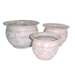 Lot de 3 jardinières antiques de luxe en métal pur 100% décoratives pour la maison, le jardin et le restaurant, accessoires pour plantes florales. - Product Image 1