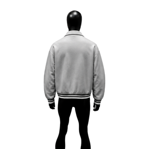 MODERN <b>SILVER</b> BOMBER <b>JACKET</b> FOR MEN With Zipper Closure Turn-down Collar Casual Style Polyester Cotton Blend Autumn Wear TRENDY - Product Image 2