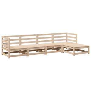 Ensemble de canapés de jardin modulaires de taille moyenne en bois de pin massif naturel, meubles d'extérieur élégants - Product Image 2
