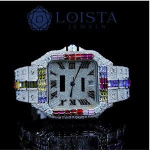 Reloj de Cuarzo Cuadrado de Lujo para Mujer con Detalles de Diamantes, Esfera con Números Romanos, Correa de Acero Inoxidable, Pantalla Analógica - Product Image 1