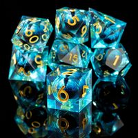 Yeux de Dragon Bleus, Yeux de Beholder, Yeux de Dragon à Noyau Liquide, Yeux à Bords Tranchants, Ensemble de Dés Faits Main pour D&D, Dungeons and Dragons, TTRPG