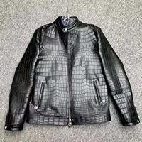 Veste en cuir d'agneau véritable noire pour homme, de qualité supérieure, élégante et tendance, col montant, hiver, décontractée, vente en gros