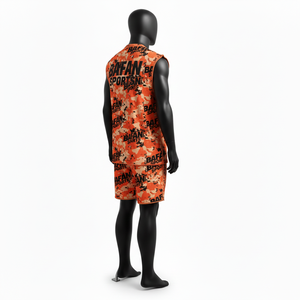 Conjunto deportivo de camiseta sin mangas y pantalones cortos para hombre, diseño premium de poliéster con logotipo sublimado, conjunto de camiseta sin mangas y pantalones cortos para hombre - Product Image 5