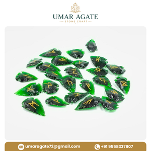 Juego de Runas con Punta de Flecha de Obsidiana Verde, Tallado a Mano en Piedra Preciosa, Herramienta Espiritual, Regalo - Product Image 3