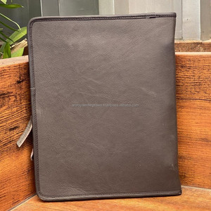 Fábrica personalizada cremallera Padfolio organizador carpeta negocios con cremallera cuero de vaca A4 documentos Padfolio carpeta cartera carpetas - Product Image 4