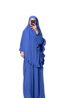 Robe ample décontractée en mousseline de soie pour femme, grande taille, deux pièces, couleur unie, avec burqa et foulard, antistatique et respirante, tenue de prière