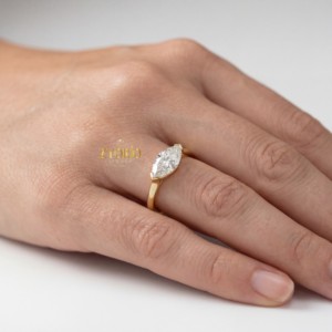 925 Sterling <b>Silver</b> Marquise Cut Lab Grown Diamond Engagement <b>Ring</b> <b>Solitaire</b> Women Wedding Fine Jewelry Custom <b>Ring</b> - Product Image 4