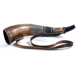 Auténtico cuerno de buey vikingo trompeta cuerno guerra soplador pulido a mano con incrustaciones de ágata natural - Product Image 5