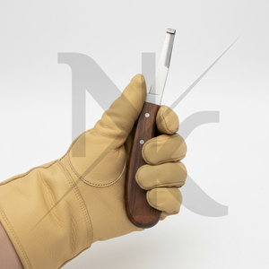 Couteau à sabots professionnel réutilisable à lame amovible pour droitier, en acier forgé, outil de fermeur avec manche en bois texturé, pour sabots profonds et usage chirurgical - Product Image 6