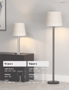 โคมไฟตั้งพื้นโลหะทันสมัยพร้อมโคมไฟผ้า E26/E27 LED 12W 3000K แสงวอร์มไวท์ โคมไฟตกแต่งสำหรับห้องนั่งเล่น - Product Image 3