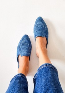 Babouches en raphia faites à la main : pantoufles marocaines en cuir, mules d'été - Product Image 2