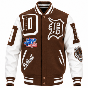 URBANGAZER <b>Men's</b> Winter Varsity <b>Jacket</b> Woolen Fabric Eco-Friendly Breathable Windproof Quick Dry Thick High Street Style - Product Image 6