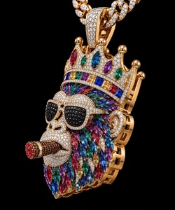 Colgante de Oro Personalizado con Diseño de Rey, Moissanita, Estilo Iced Out, Dije de Dibujos Animados, Cadena Cubana, Joyería Hip Hop - Product Image 2