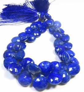 Perles de pierres précieuses facettées en lapis-lazuli naturel, 9-13 mm, perles de lapis-lazuli bleues en forme de cœur, percées sur le côté, brin de 7,5 pouces pour le bricolage - Product Image 1