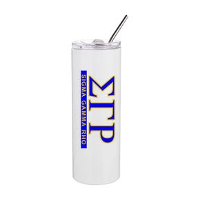 Classic <b>Skinny</b> Tumbler Greek Inspired Insulated Stainless Steel Travel Cup with Lid and Straw Reusable Slim Drinkware for Hot - Product Image 1