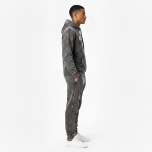 Conjunto Deportivo de Lujo Azul Marino con Lavado Ácido para Hombre, Sudadera con Capucha y Logotipo 3D Personalizado, Pantalones Jogger, 400GSM, Algodón French Terry, Lavado Mineral Vintage - Product Image 6